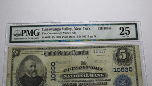 $5 1902 Conewango Valley New York NY National Currency Bank Note Bill #10930 VF!