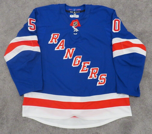 2017-18 Lias Andersson New York Rangers NHL Debut Game Used Worn Hockey Jersey