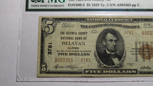 Load image into Gallery viewer, $5 1929 Delavan Illinois IL National Currency Bank Note Bill Ch. #3781 VF25 PMG