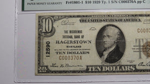 $10 1929 Hagerstown Maryland MD National Currency Bank Note Bill #12590 VF25 PMG