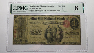 $1 1865 Dorchester Massachusetts National Currency Bank Note Bill #684 Blue Hill