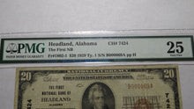 Load image into Gallery viewer, $20 1929 Headland Alabama AL National Currency Bank Note Bill Ch. #7424 VF25 PMG