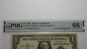 $1 1957 Ivy Baker Priest Courtesy Autographed Silver Certificate UNC66 Star Note