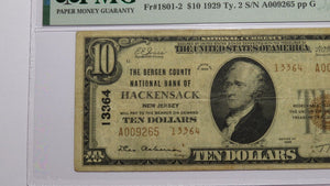 $10 1929 Hackensack New Jersey NJ National Currency Bank Note Bill #13364 VF20
