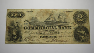 $2 1856 Perth Amboy New Jersey NJ Obsolete Currency Bank Note Bill! Commerical