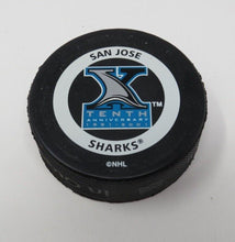 Load image into Gallery viewer, 2001 San Jose Sharks Official Bettman Game Puck! Not Used 10th Anniversary Logo