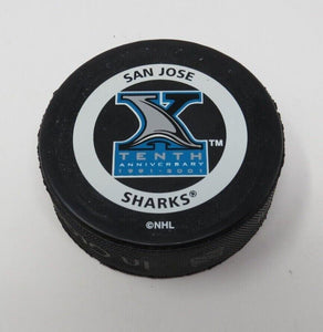 2001 San Jose Sharks Official Bettman Game Puck! Not Used 10th Anniversary Logo