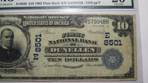 $10 1902 Dunellen New Jersey NJ National Currency Bank Note Bill #8501 VF20 PMG!