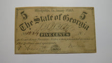 Load image into Gallery viewer, $.05 1863 Milledgeville Georgia GA Obsolete Currency Bank Note Bill! State of GA
