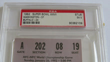 Load image into Gallery viewer, 1992 Super Bowl XXVI Washington Redskins Vs. Buffalo Bills NFL Ticket Stub! PSA!