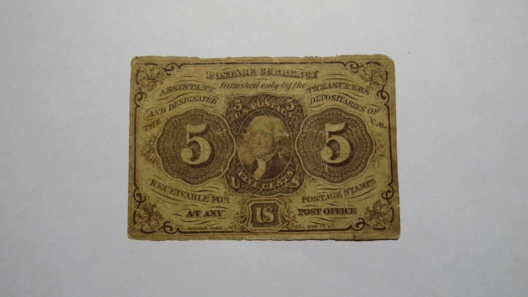1863 $.05 First Issue Fractional Currency Obsolete Bank Note Bill! 1st Issue