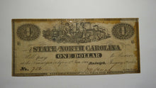 Load image into Gallery viewer, $1 1863 Raleigh North Carolina Obsolete Currency Bank Note Bill! State of NC!