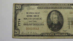 $20 1929 South Otselic New York NY National Currency Bank Note Bill #7774 RARE!