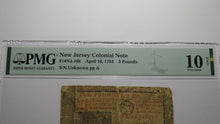 Load image into Gallery viewer, 1764 Three Pounds New Jersey NJ Colonial Currency Bank Note Bill £3 PMG VG10