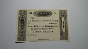 $.50 18__ Worthington Ohio OH Obsolete Currency Bank Note Fractional Remainder!