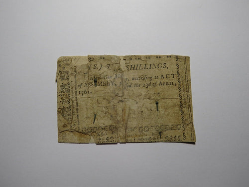 1761 Ten Shillings North Carolina NC Colonial Currency Note Bill RARE Issue 10s
