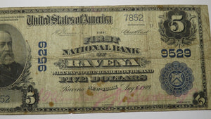 $5 1902 Ravena New York NY National Currency Bank Note Bill! Ch. #9529 RARE
