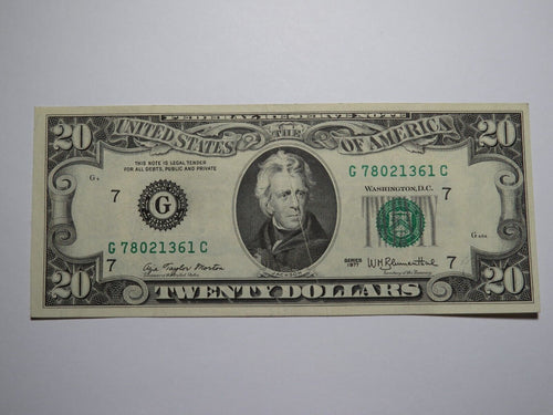 $20 1977 Gutter Fold Error Chicago Federal Reserve Bank Note Currency Bill AU++