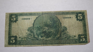 $5 1902 Holyoke Massachusetts National Currency Bank Note Bill 1246 Hadley Falls
