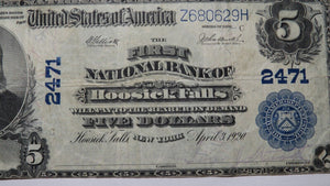 $5 1902 Hoosick Falls New York NY National Currency Bank Note Bill! Ch. #2471 VF