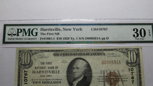 $10 1929 Harrisville New York NY National Currency Bank Note Bill Ch #10767 VF30