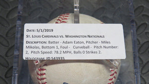 2019 Adam Eaton Washington Nationals Game Used Foul Baseball! Miles Mikolas MLB