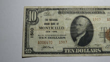 Load image into Gallery viewer, $10 1929 Monticello New York NY National Currency Bank Note Bill Ch. #1503 VF+