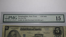 Load image into Gallery viewer, $5 1902 Farmingdale New York NY National Currency Bank Note Bill #8882 F15 PMG