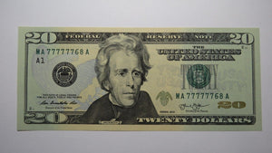 $ 5 & $20 2013 Matching 6 Digit Near Solid Serial Numbers Federal Reserve Notes