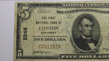 Load image into Gallery viewer, $5 1929 Clinton New Jersey NJ National Currency Bank Note Bill Ch. #2246 VF25