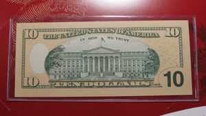 $10 2004-A Low Serial Number Federal Reserve Bank Note Bill Crisp UNC 00001291